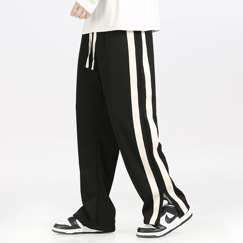 Pantalon de sport décontracté et polyvalent pour homme, coupe droite et ample, taille mi-haute, léger, style urbain